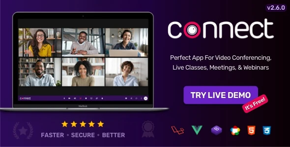 Connect – Video Conference, Online Meetings, Live Class & Webinar, Whiteboard, Live Chat